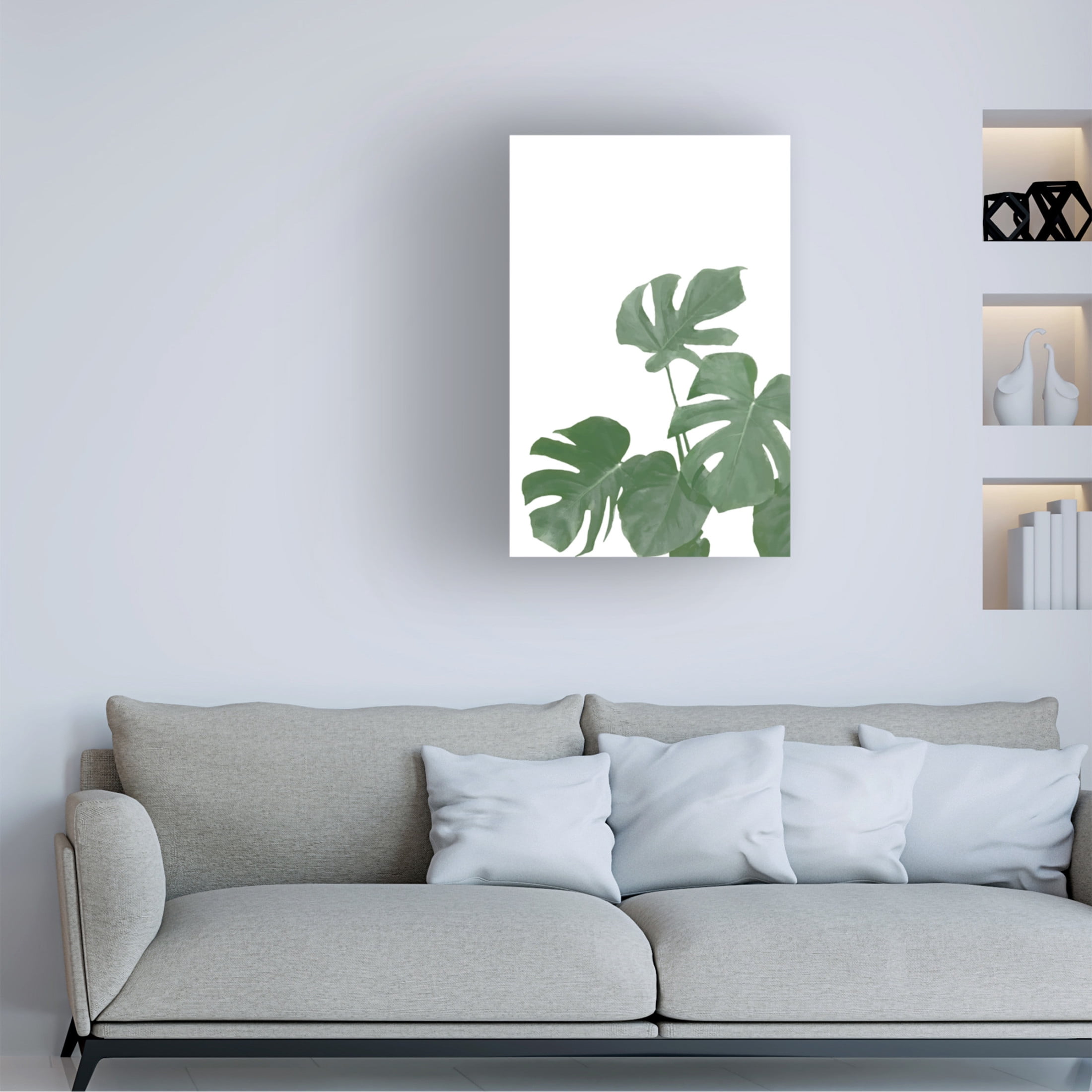 Canvas Wall Art - Pictufy Studio Ii 'Monstera Aqua 04' Wall Art for Living Room, Bedroom, or Office Décor by Trademark Fine Art - 22 x 32 Inches