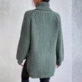 thumbnail image 4 of Duoif Sweaters for Women Trendy Autumn and Winter Fashion Solid Color Knit Sweater Medium Long Shoulder Sleeve High Lapel Split Sweater Pullover Sweater Women's Sweaters Womens Tops Green2 S, 4 of 7
