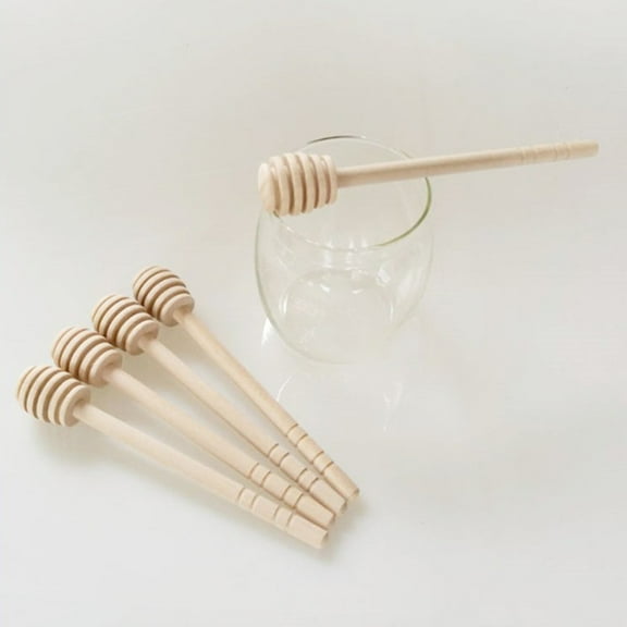 ORDDIART Beige Wood Honey Dippers 12Pcs for Honey Extraction and Home Use