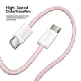 thumbnail image 5 of Powertek Fashion USB-C to USB-C Cable 6ft Pink, 60W Fast Charging Type-C Braided Cable for iPhone 15 and Newer, Galaxy, iPad, Tablets & USB-C Devices, 5 of 8