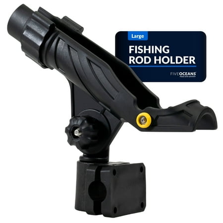 Five Oceans Rail Mount Fishing Rod Holder with Locking Mechanism and Hook Keeper. Ideal Fishing Rod Holders for Boats. Fiberglass-Reinforced Heavy-Duty ABS Plastic - Size Small - FO4734