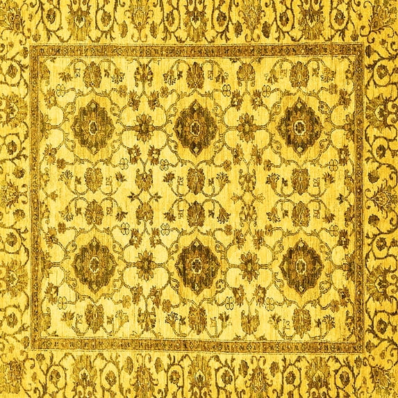 Ahgly Company Machine Washable Indoor Square Abstract Yellow Modern Area Rugs, 7' Square