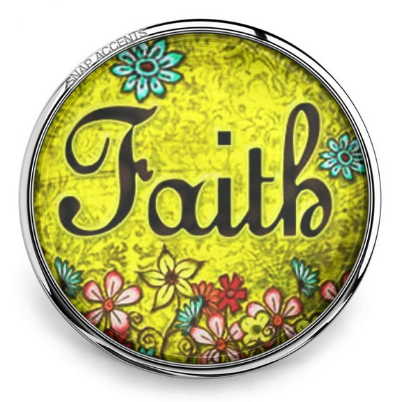 Snap Jewelry Faith, Yellow Ginger Charm 18MM Button, Fits Snap Necklaces, Bracelets