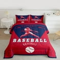 thumbnail image 2 of Homewish Baseball Game Lovers Bedding Comforter Set,Ball Sport Twin Comforter Sets,Red Deepblue Bedding Set For Teens,Breathable Home Decor Reversible,2-Piece, 2 of 8