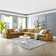 thumbnail image 1 of Modway Commix 6-Piece Down Filled Overstuffed Performance Velvet Sectional Sofa in Cognac, 1 of 10