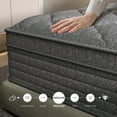 thumbnail image 2 of MEANDAROL Queen Mattress 14 inch,Gel Memory Foam + Innerspring,Gray Hybrid Mattress,in a Box,Medium Firmness, 2 of 9