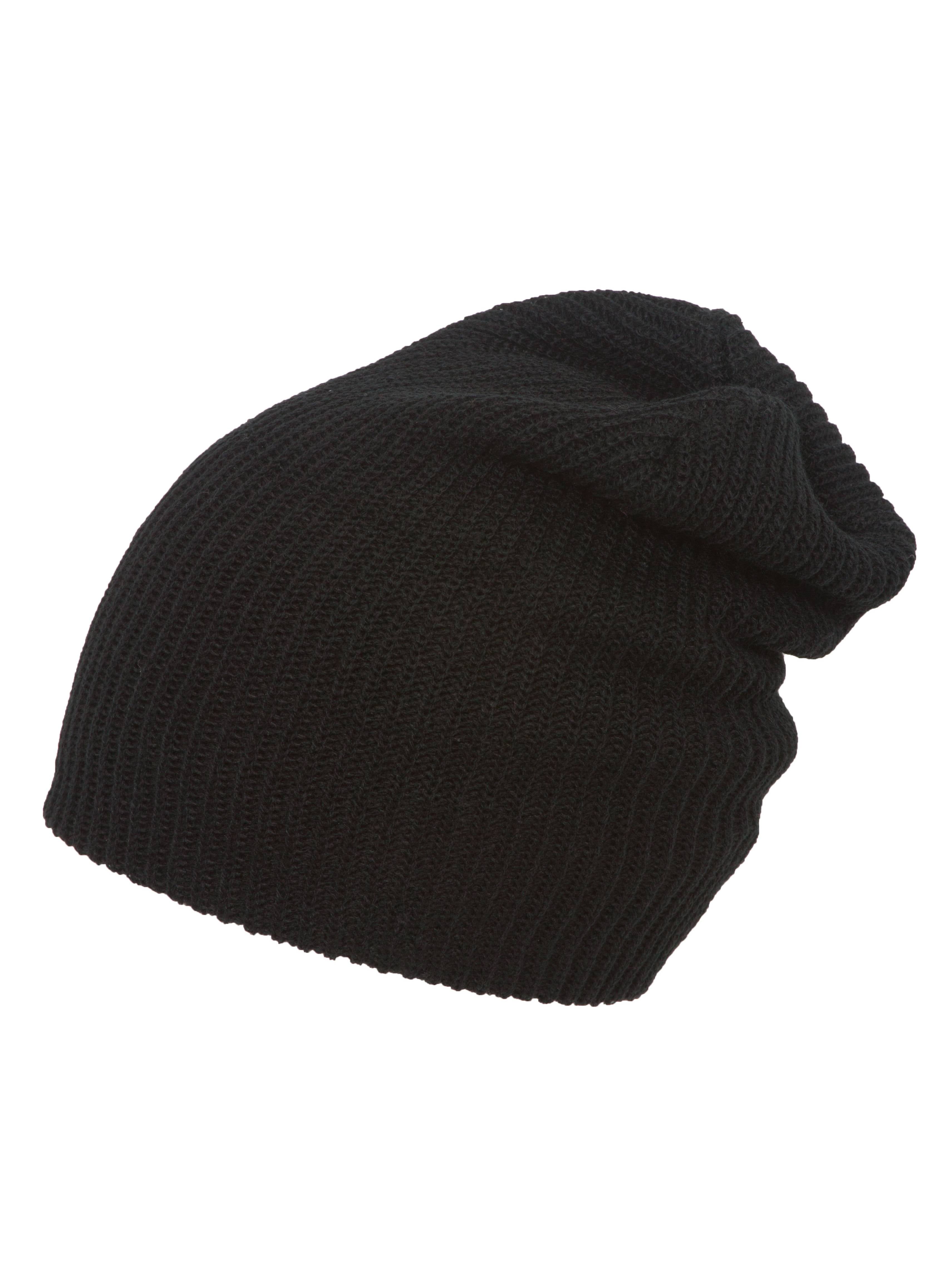 Rib Knit Slouch Beanie, Black | Walmart 