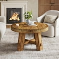 thumbnail image 6 of Tribesigns 31.5-Inch Round Coffee Table, Solid Wood Center Table with Thickened Tabletop for Living Room, Apartment, Small Space, Brown, 6 of 6