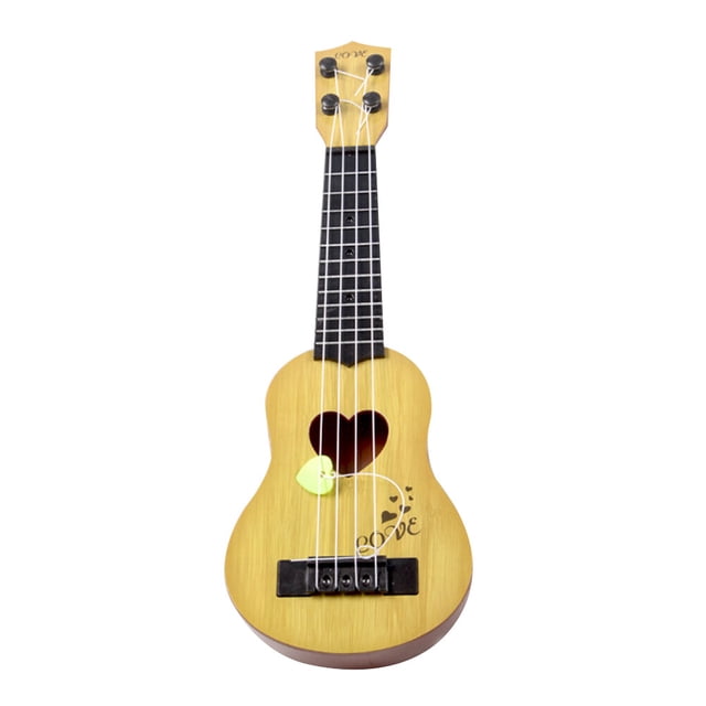 Instruments de Musique pour Enfants Petite Taille, Mini Guitare Ukulélé Imitée avec Quatre Cordes (39cm, Beige)