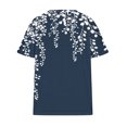 thumbnail image 3 of Camisetas Casuales de las Mujeres Largo Casual Impreso Cuello Redondo Suelto Top, Camiseta de Verano de Manga Corta, 3 of 5
