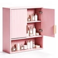 thumbnail image 3 of Ktaxon Fluted Bathroom Cabinet Wall Mount, Medicine Cabinet Storage Organizer with 2 Doors and Adjustable Shelves, Pink, 3 of 15