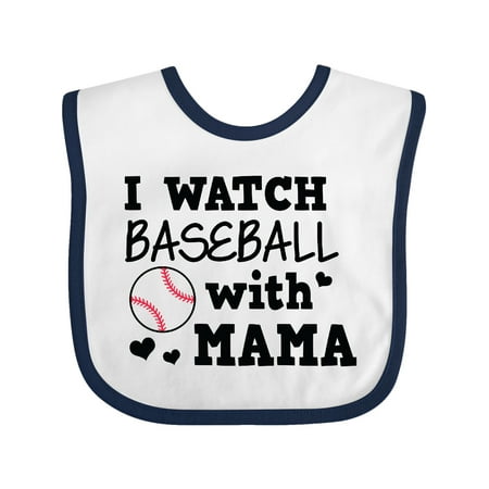 

Inktastic I Watch Baseball with My Mama Gift Baby Boy or Baby Girl Bib
