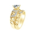 thumbnail image 2 of AFFY 1.55 Carat Round Shape Moissanite & Natural Diamond Filigree Bridal Ring Set 14K Solid Yellow Gold Ring Size-5.5, 2 of 2