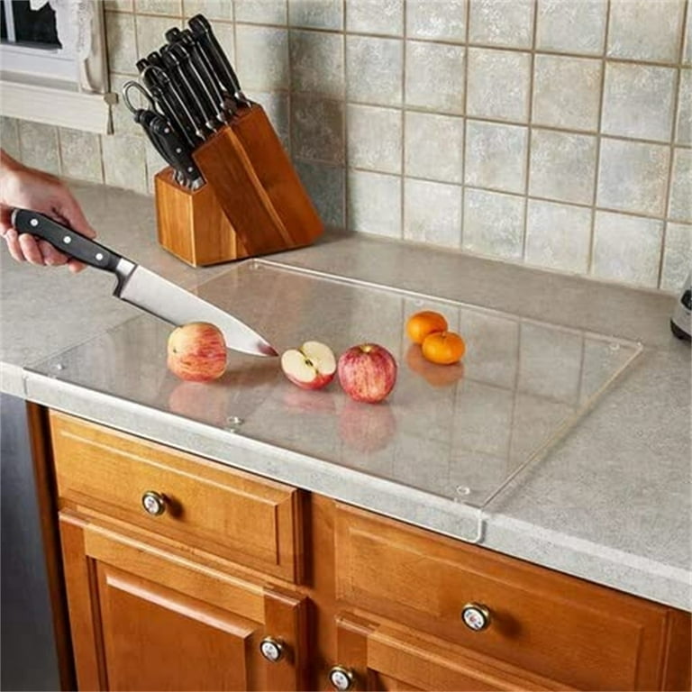 Kitchen Countertop With Acrylic Cutting Board, Countertop With Transparent Cutting  Board With Edges, Countertop Protector, Long Lasting Clear Glass – Scratch  Resistant, Heat Resistant 