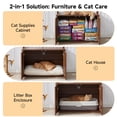 thumbnail image 6 of Wirrytor Walnut Cat Litter Box Enclosure With 2-Tier Display Shelves, Hidden Litter Box Furniture With Cat Perch, Modern Arched Pet Cabinet For Home Decor, 6 of 11