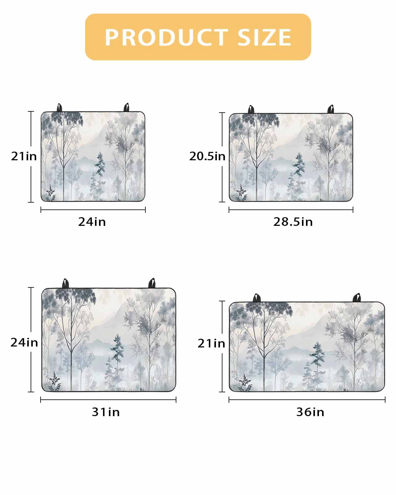 nqOlkjepod Large Induction Cooktop Protector Mat 24"x21", Gray Ombre Forest Stove Top Covers for Electric Stove, Watercolor Trees Mountain Decorative Stove Burner Cover Mats, Glass Top Stove Cover