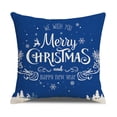 thumbnail image 2 of Fundas de cojín con temática navideña, 18 x 18, decoración navideña azul marino vibrante, tela de lino de algodón rústico suave, copo de nieve, funda de almohada de vacaciones para sofá cama, granja, JAMW Sencillez, 2 of 5