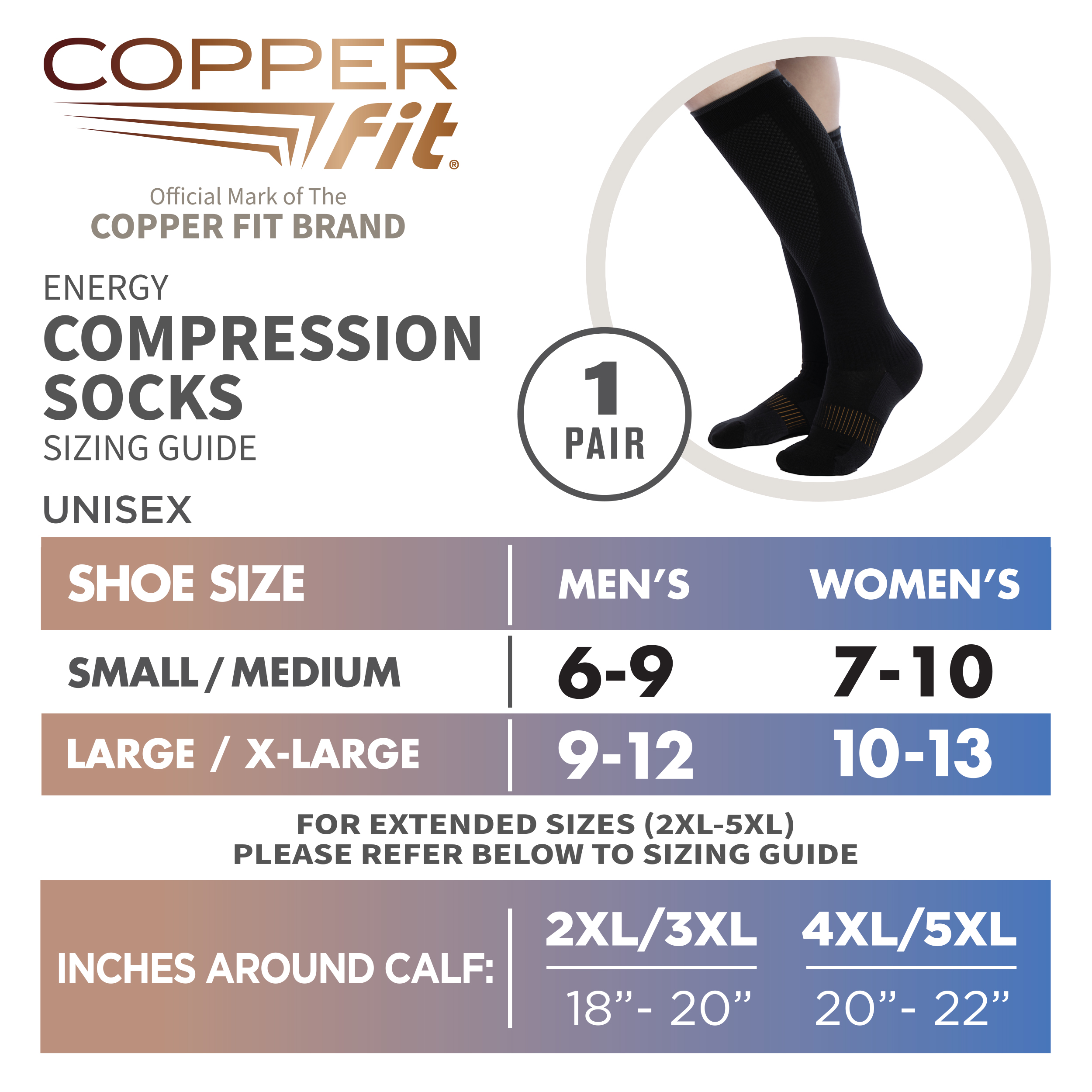 Copper Fit Energy Compression Socks, Unisex photo 5