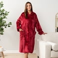 thumbnail image 4 of PAVILIA Womens Housecoat Zip Robe, Fleece Zip Up Front Robe Bathrobe, Plush Warm Zipper House Coat Lounger for Women Ladies Elderly with Satin Trim, Pockets, Long - Wine Red (Small/Medium), 4 of 10