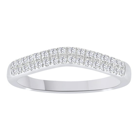 AFFY White Natural Diamond Anniversary Band Ring In 14k White Gold (0.33 Cttw)