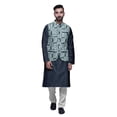 thumbnail image 1 of Atasi Pyjama Kurta Col Mandarin Traditionnel Uni avec Veste Imprimée, 1 of 3