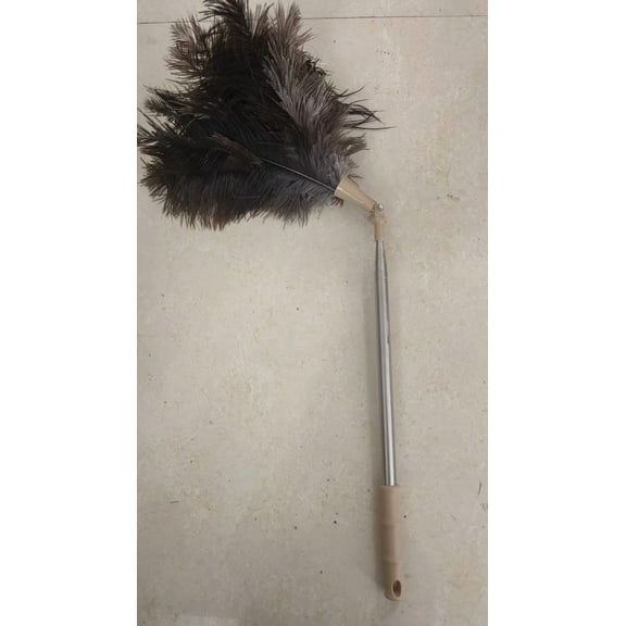 Extendable Ostrich Feather Duster with Extension Pole Up to 82.67 inch（1.8M Telescopic Rod,Grey）
