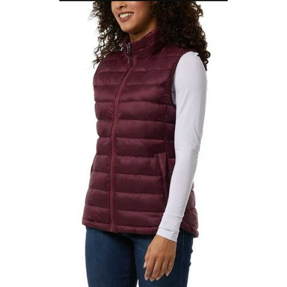 32 Degrees Women's' Vest Leightweight Zipper Hand Pocket (Purple, L), Large