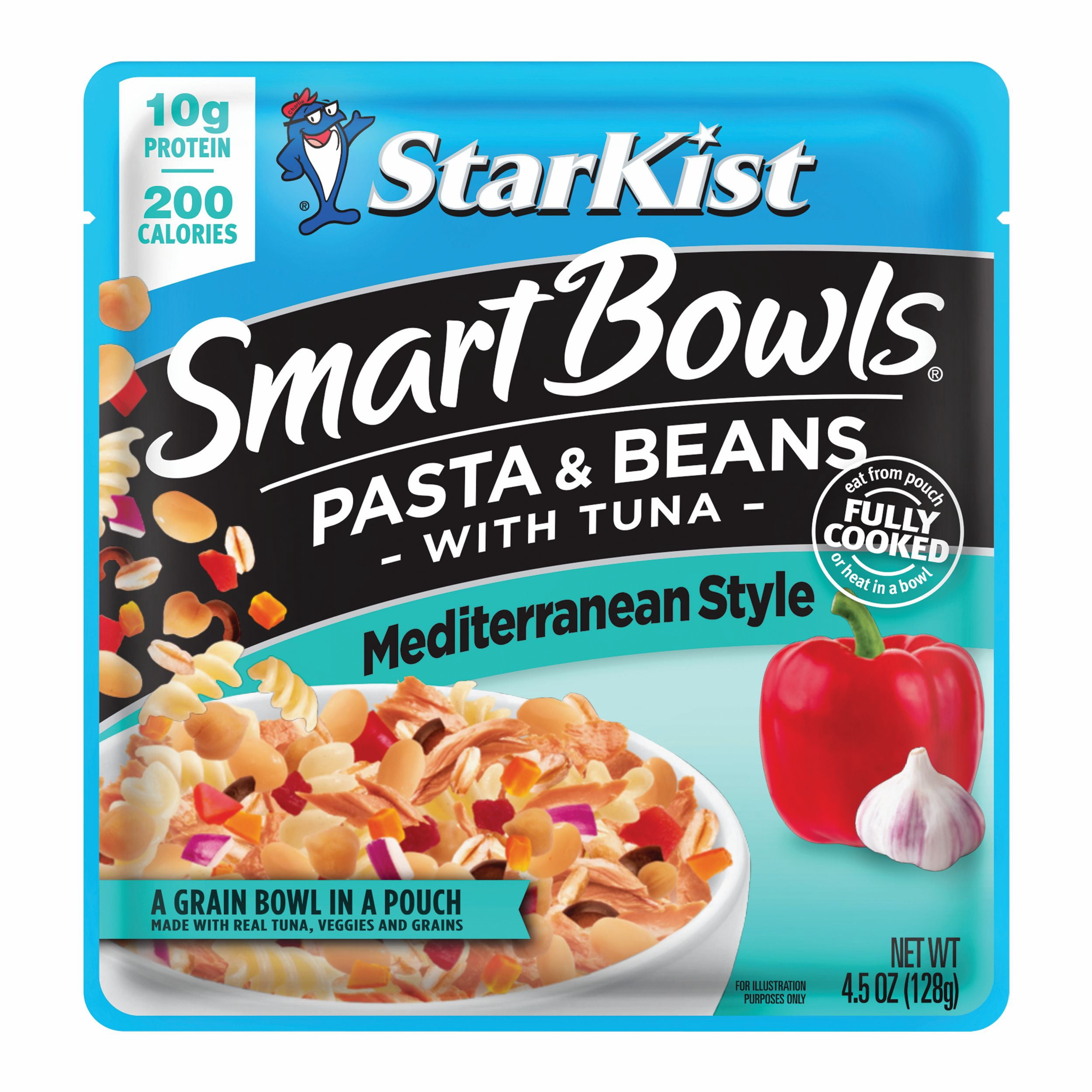 (4 pack) StarKist Smart Bowls with Tuna, Pasta and Beans, Mediterranean, 10g Protein, 4.5 oz Pouch