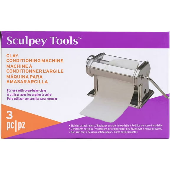 Sculpey: Clay Conditioning Machine - Pasta Machine, Clay Tool, 9 Thickness Settings, Crank Handle, stainless-steel, Arts & Crafts Supplies
