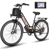 Gocio 500W 26" Electric Bike 48V Electric Bicycle for Adults, 19.8mph Cruiser Ebike, Electric Commuter Bike with Carrier Rack, Low Step Frame Shimano 7 Speed for Men Women Senior UL 2849