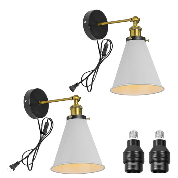 KAYYELAMP  2-Pack Hook Mounted Plant Light Full Spectrum 4500K 10W Adjusted Light Beam Range 15-60 Degree Vintage White Cone Shade Wall Lamp for Indoor Plants Flowers Growing