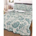 thumbnail image 3 of Quilts Twin Size Bedding Set, Teal Green Spring Floral Lightweight Quilted Comforter, Retro Farmhouse Summer Botanical Soft Reversible Bedspread Coverlet with Pillow Covers for All Season, 68" x 86", 3 of 7