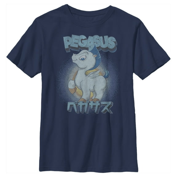 Boy's Hercules Baby Pegasus Katakana Graphic Tee Navy Blue Medium