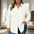 thumbnail image 2 of Horkkom Plus Size Tops for Women Solid Color Long Sleeve Button Down Shirts Spring Summer Casual Loose Blouses with Pocket L, 2 of 7