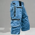 thumbnail image 2 of lcziwo Solid Color Shorts Men with Zip Pockets Denim Holiday Outdoor Trunks Beach Fishing Travel Work Shorts Blue L, 2 of 8