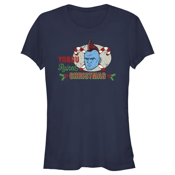 Junior's Guardians of the Galaxy Holiday Special Yondu Ruined Christmas Animated  Graphic Tee Navy Blue 2X Large