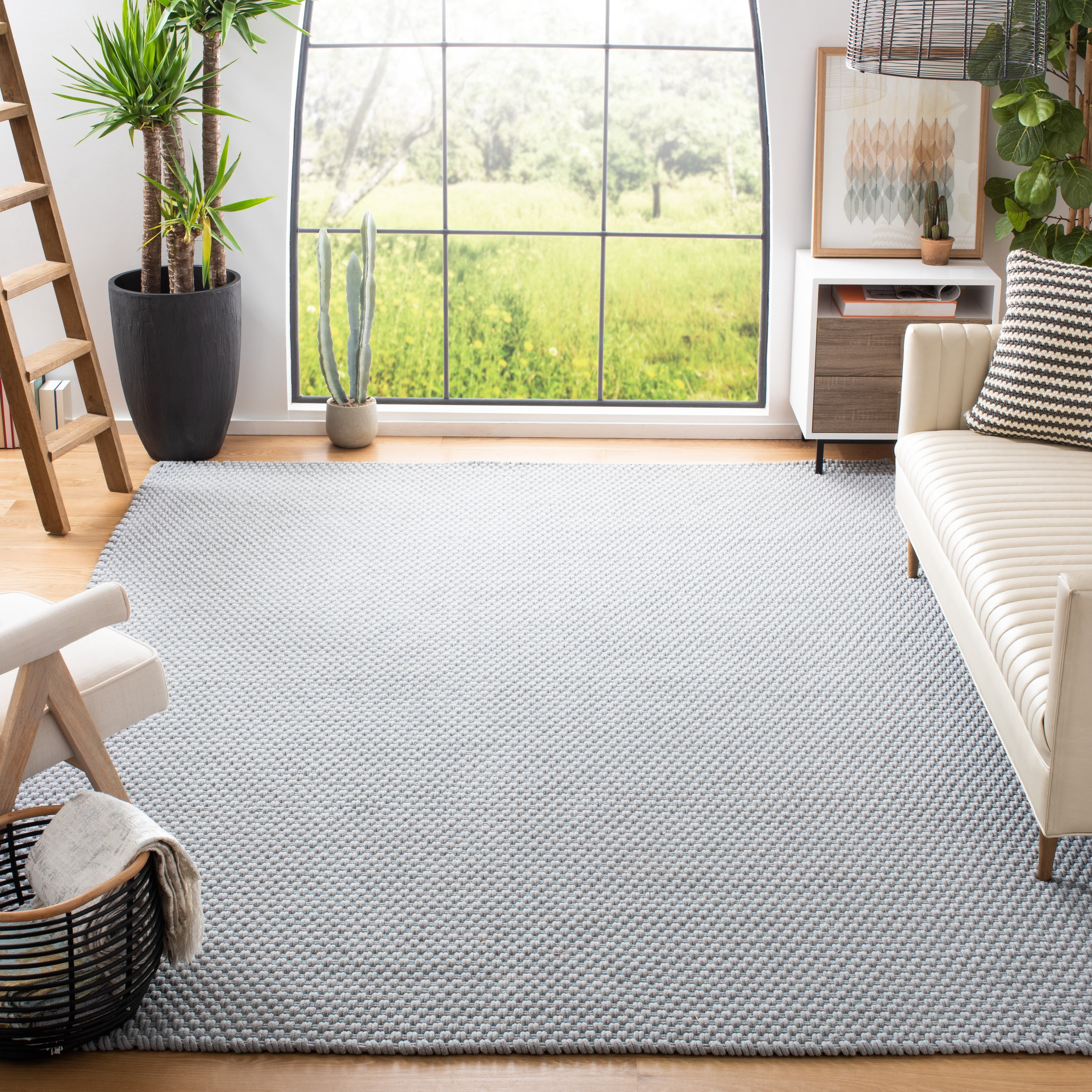 SAFAVIEH Salem Fulton Solid Cotton Area Rug, Grey, 8' x 10'