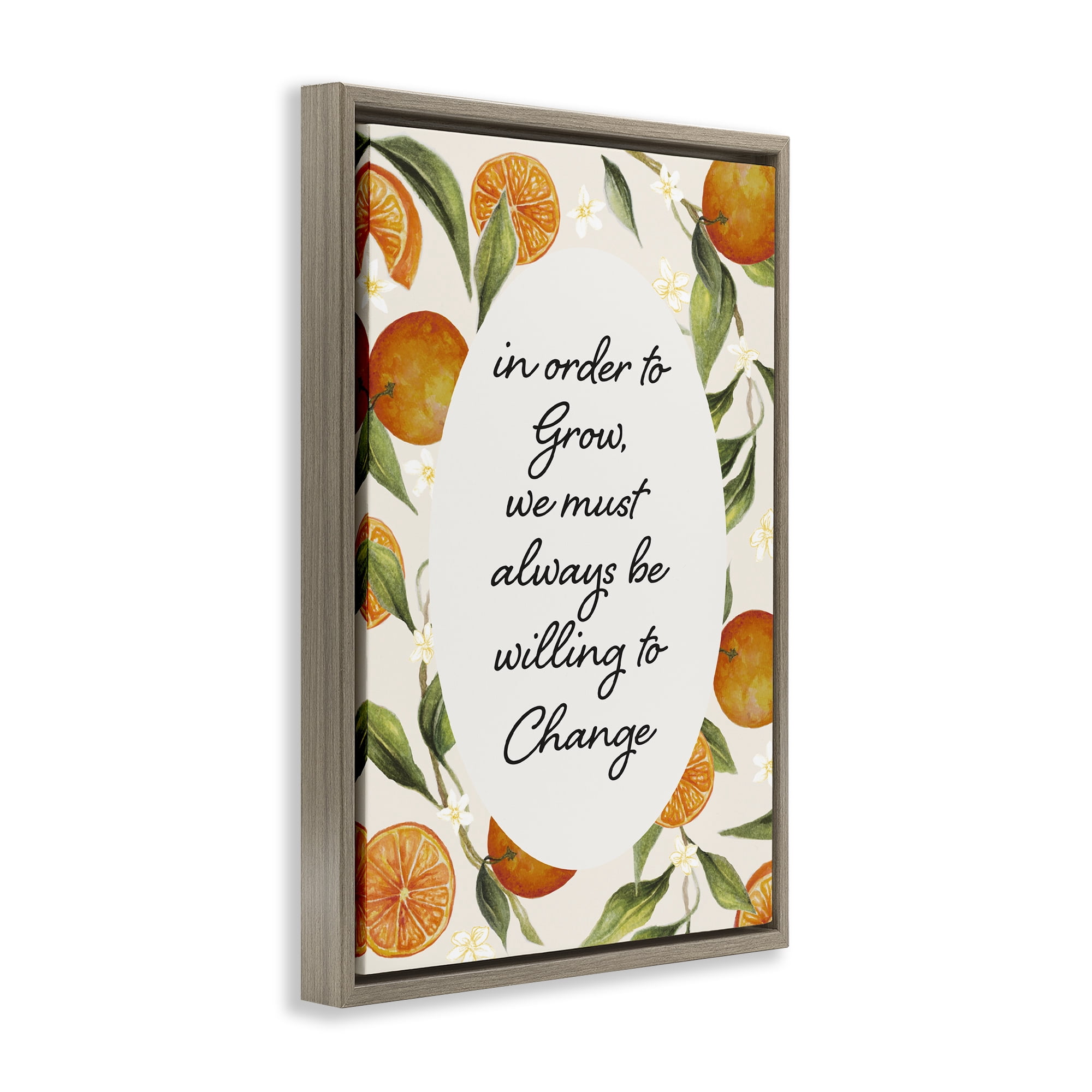 Stupell Industries Willing To Change Quote Brown Framed Floater Canvas Wall Art, design by Janice Gaynor