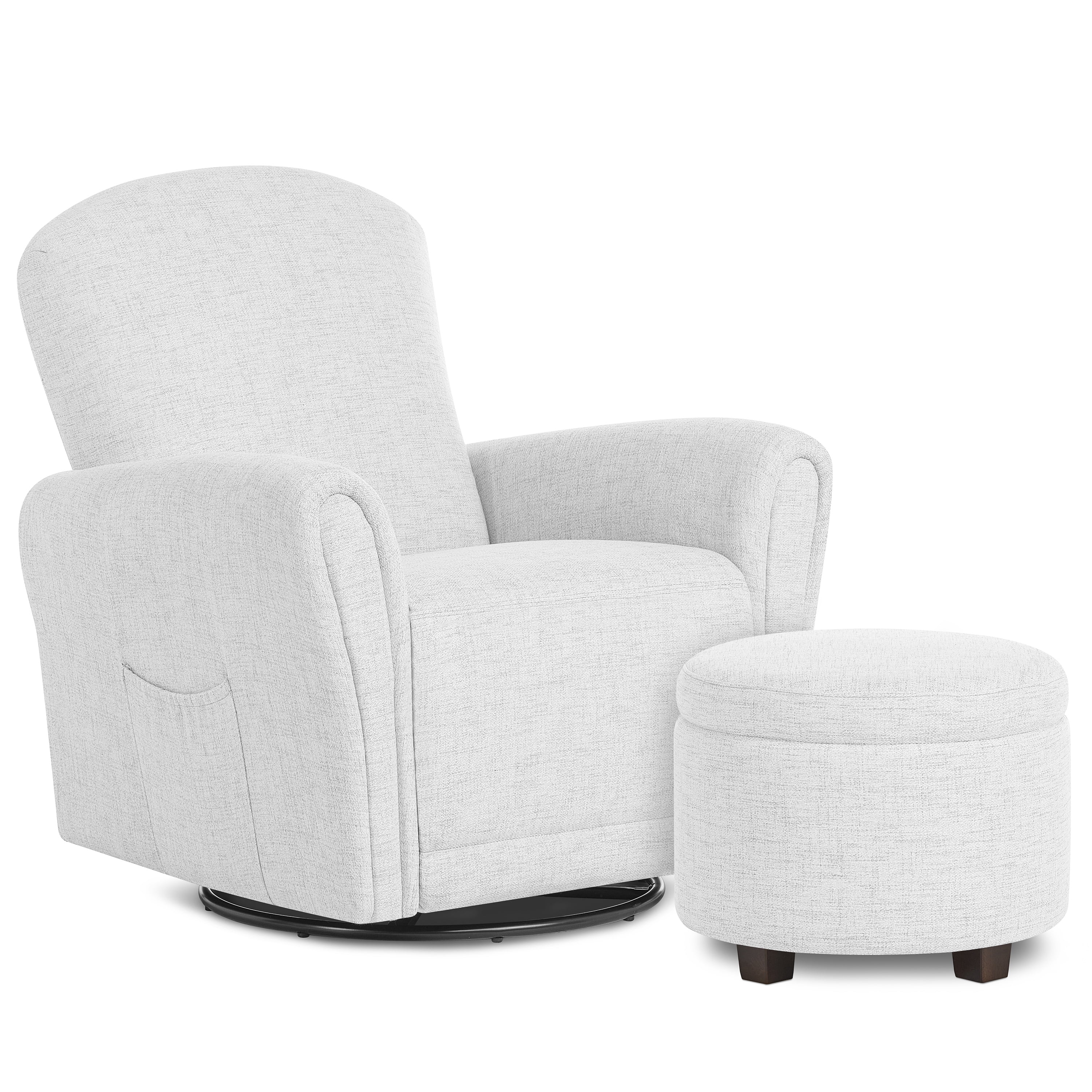 Evolur Vienna Swivel Glider with Ottoman, Fog