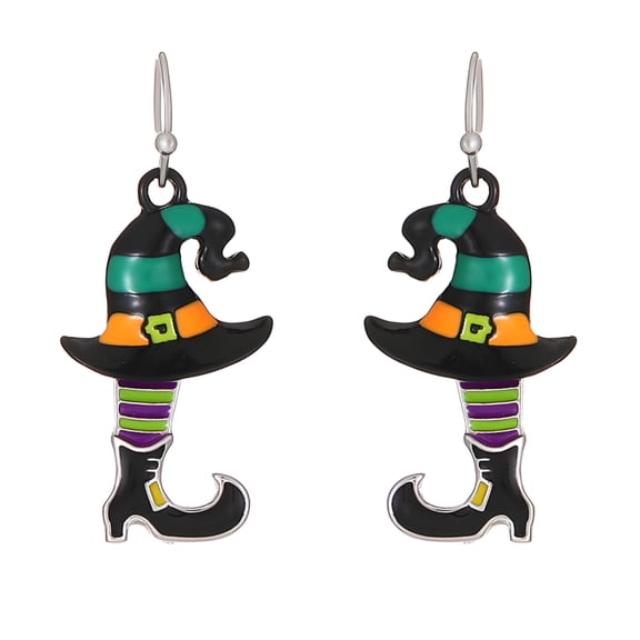 DESIGNICE 2026 New Halloween Earrings,Witch Hat and Shoes Halloween Earrings for Women,Alloy Substantial Weight Goth Earrings,Style1