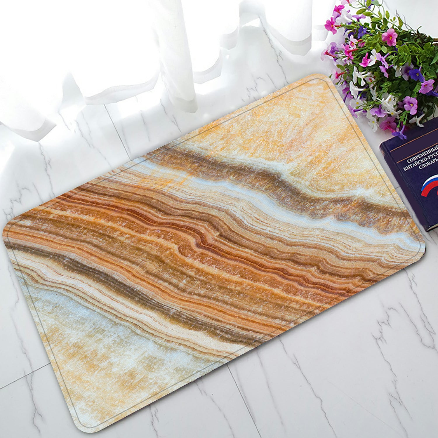 ECZJNT Marble stone Calcite Stone Doormat Bath Mat Rug Entrance Rug Floor Mats 30x18