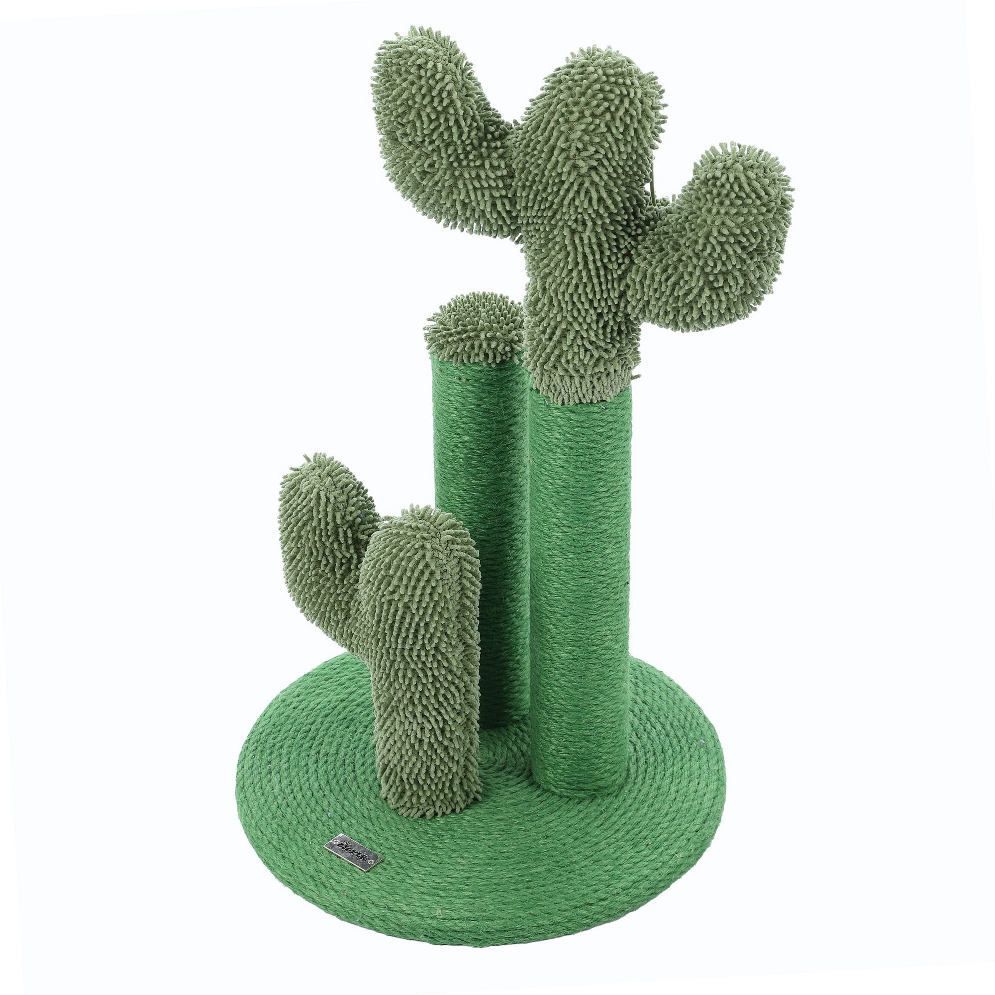 THE LICKER STORE Marfa 21.5" Modern Jute Triple-Cactus Cat Scratching Post with Fuzzy Toy, Green, CTR1008A