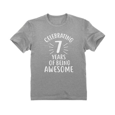 

Tstars Boys Unisex Gift for 7 Year Old 7 Years of Being Awesome Birthday Shirts for Boy Graphic Tee Birthday Gift for Birthday Party Tshirt Birthday B Day Youth Kids T Shirt