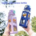 thumbnail image 2 of Taza de plástico de 800ml, botella de agua deportiva para viajes al aire libre, para Fitness, Camping, gimnasio, taza a prueba de fugas con interruptor anticalo, 2 of 5