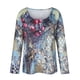 thumbnail image 4 of Puntoco Mujer Casual Camiseta Manga Larga Cuello Redondo Floral Impreso Botones Blusa tops Puntoco Puntoco-505, 4 of 6