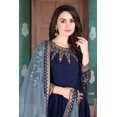thumbnail image 3 of Tenue de Réception de Mariage Bleue Personnalisée, Anarkali et Dupatta de Designer, Livraison Gratuite, Toutes Tailles, 3 of 5