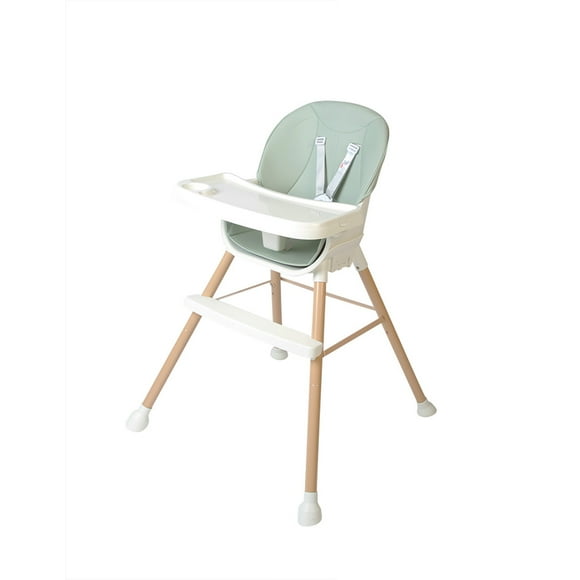 Silla Alta Para Bebes | Silla Periquera Para Bebe | Periquera De Madera Con Cinturon De 5 Puntos Y Bandeja Retractil | Silla Para Bebes Multiusos (Verde)