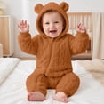 thumbnail image 2 of Kezqiaxn Infant Girl Clothes Winter Warm Hooded Romper Cute Bear Ears Long Sleeve Jumpsuits with Zipper Newborn Onesies 0-18Months, 2 of 10