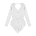 thumbnail image 5 of TiaoBug Women's Rhinestones Fringed Backless Bodyusit Latin Jazz Dance Leotard Tops Ivory S, 5 of 6