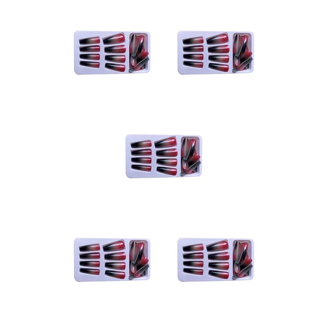 Qarigey 1 Juego de pestañas adhesivas para uñas con punta francesa para mujeres y niñas, rojo y negro negro rojo pegamento 5Conjunto